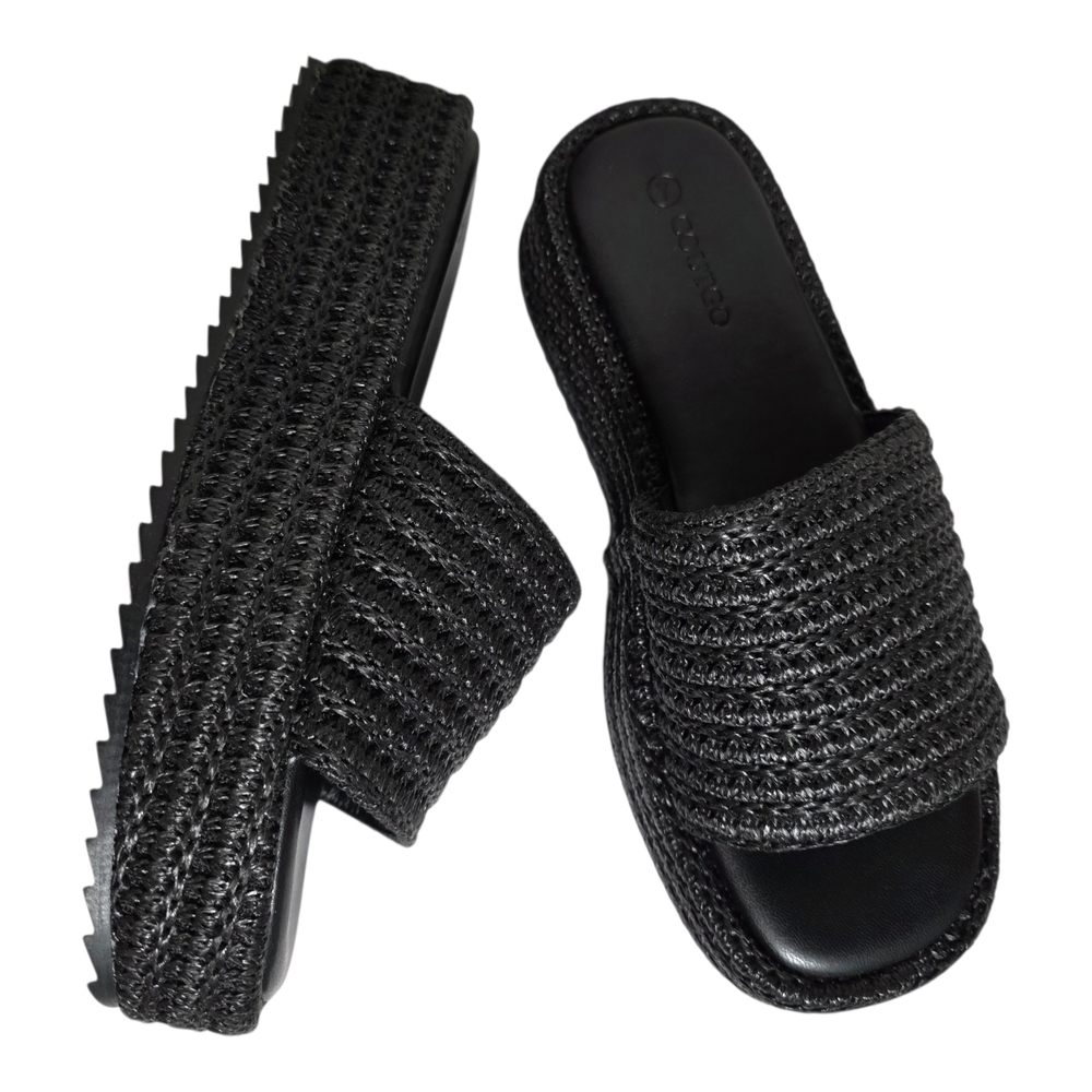 Coutgo Black Platform Slide Sandals Women Size 7 Comfort Summer Sandals NEW